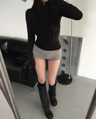 Pleated Knit Shorts Pants