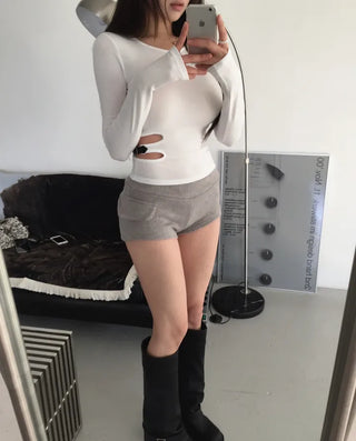 Pleated Knit Shorts Pants
