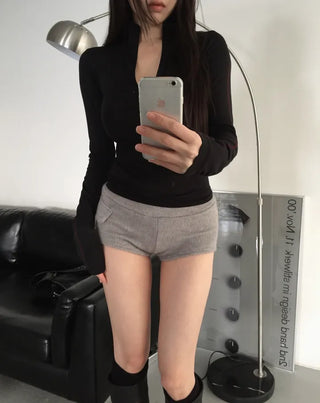 Pleated Knit Shorts Pants