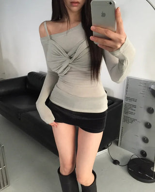 Bagel Twisted One Shoulder T