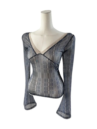 Reelcar lace see-through T