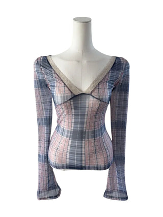 Reelcar lace see-through T