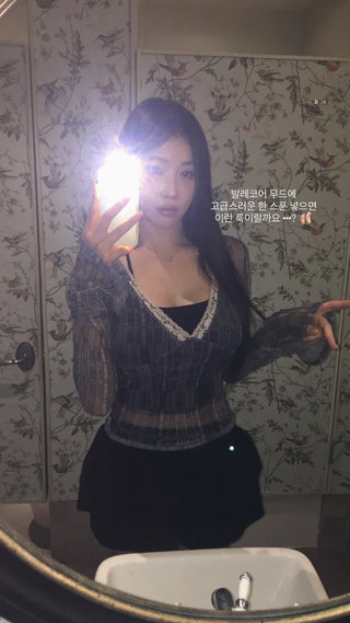 Reelcar lace see-through T