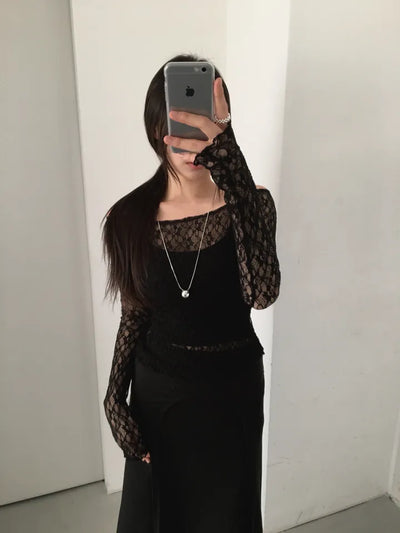 Mina Flower Lace See-Through T