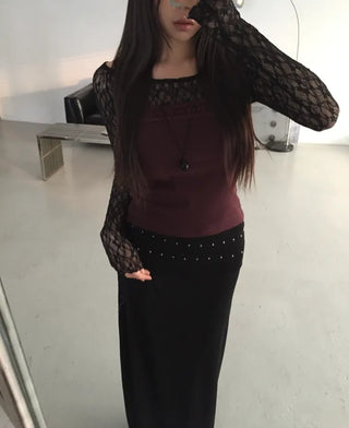 Mina Flower Lace See-Through T