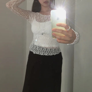 Mina Flower Lace See-Through T