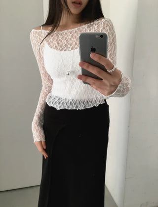 Mina Flower Lace See-Through T