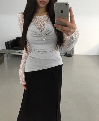 Mina Flower Lace See-Through T