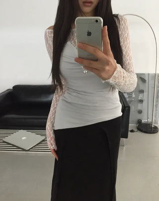 Mina Flower Lace See-Through T