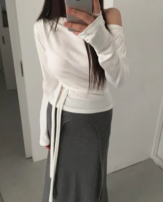 off-shoulder wrap tee
