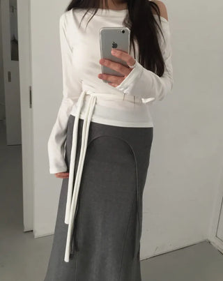 off-shoulder wrap tee