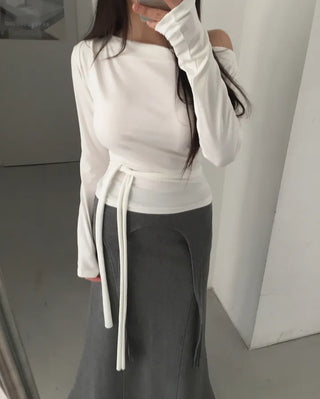 off-shoulder wrap tee