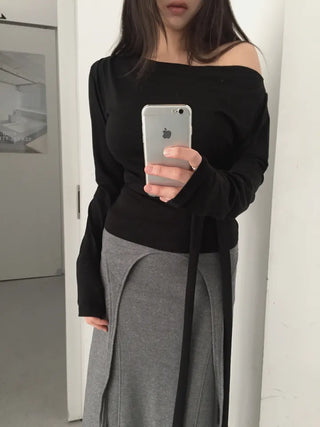 off-shoulder wrap tee