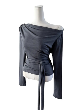 off-shoulder wrap tee