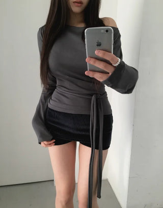 off-shoulder wrap tee
