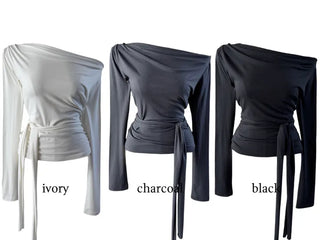 off-shoulder wrap tee
