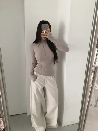 Skim high neck zip-up