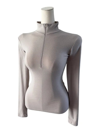 Skim high neck zip-up