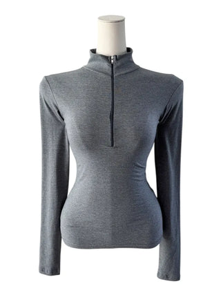 Skim high neck zip-up