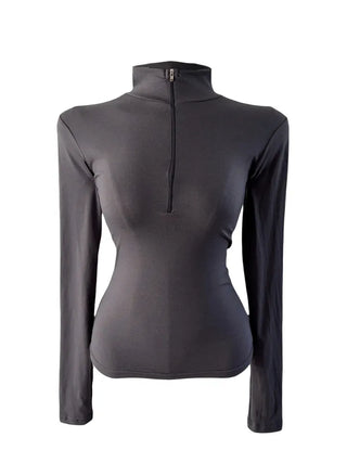 Skim high neck zip-up