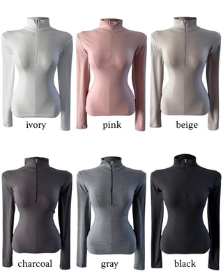 Skim high neck zip-up