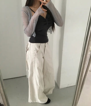 Freel ribbon point sleeveless frill ribbon point nasi