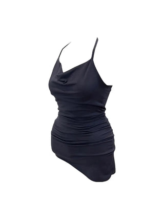 Verdi halterneck drape shirring sleeveless