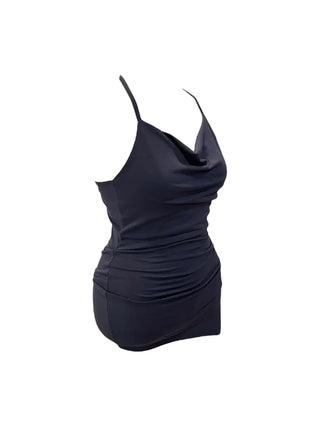 Verdi halterneck drape shirring sleeveless