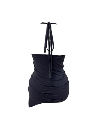 Verdi halterneck drape shirring sleeveless