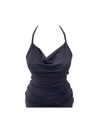 Verdi halterneck drape shirring sleeveless