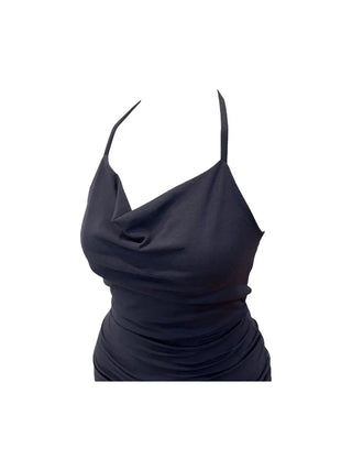 Verdi halterneck drape shirring sleeveless