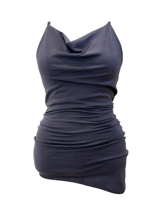 Verdi halterneck drape shirring sleeveless