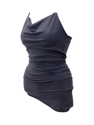 Verdi halterneck drape shirring sleeveless