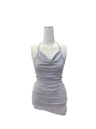 Verdi halterneck drape shirring sleeveless