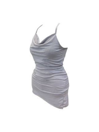 Verdi halterneck drape shirring sleeveless