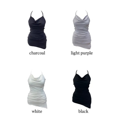 Verdi halterneck drape shirring sleeveless