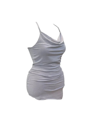 Verdi halterneck drape shirring sleeveless