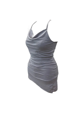 Verdi halterneck drape shirring sleeveless