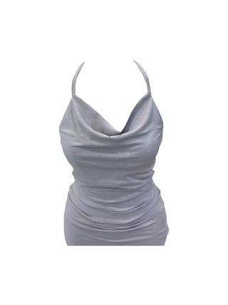 Verdi halterneck drape shirring sleeveless