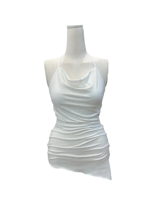 Verdi halterneck drape shirring sleeveless