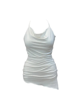 Verdi halterneck drape shirring sleeveless
