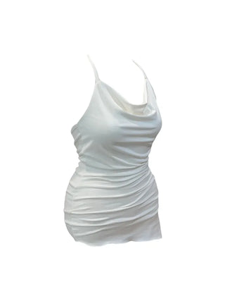 Verdi halterneck drape shirring sleeveless