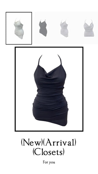 Verdi halterneck drape shirring sleeveless