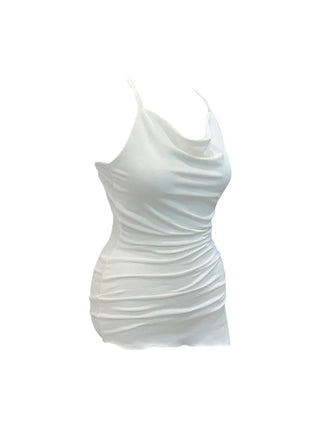 Verdi halterneck drape shirring sleeveless
