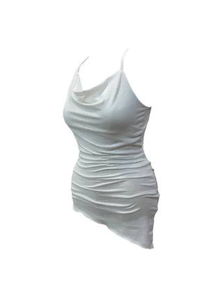 Verdi halterneck drape shirring sleeveless
