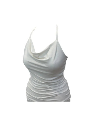 Verdi halterneck drape shirring sleeveless