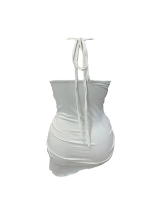 Verdi halterneck drape shirring sleeveless