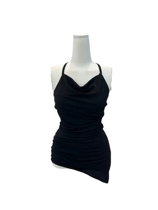 Verdi halterneck drape shirring sleeveless