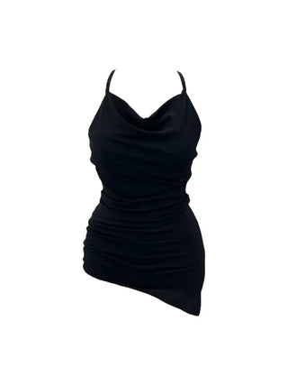 Verdi halterneck drape shirring sleeveless