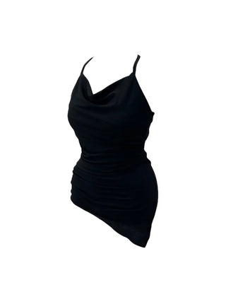 Verdi halterneck drape shirring sleeveless
